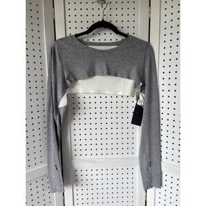 Nike Gray & White Long Sleeve Athletic Crop Top